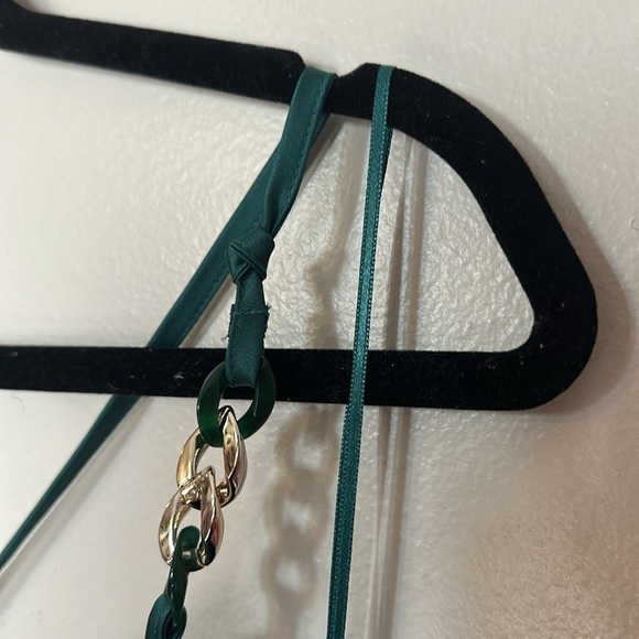 Zara Satin Slip Style Wrap Dress with Gold Chain Detailing on Straps - Picture 12 of 13